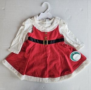 Nanette Baby Christmas Dress 2 Piece Set 18 Months Santa Red White Fur Trim NWT